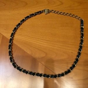 Black leather chain belt